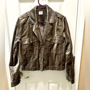 CAbi Sunday Topper Taupe Velvet Jacket Small Style #3377
